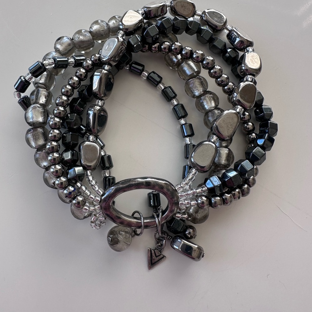 Silpada Retired Hailstone stretch bracelet glass, sterling 925 silver , hematite